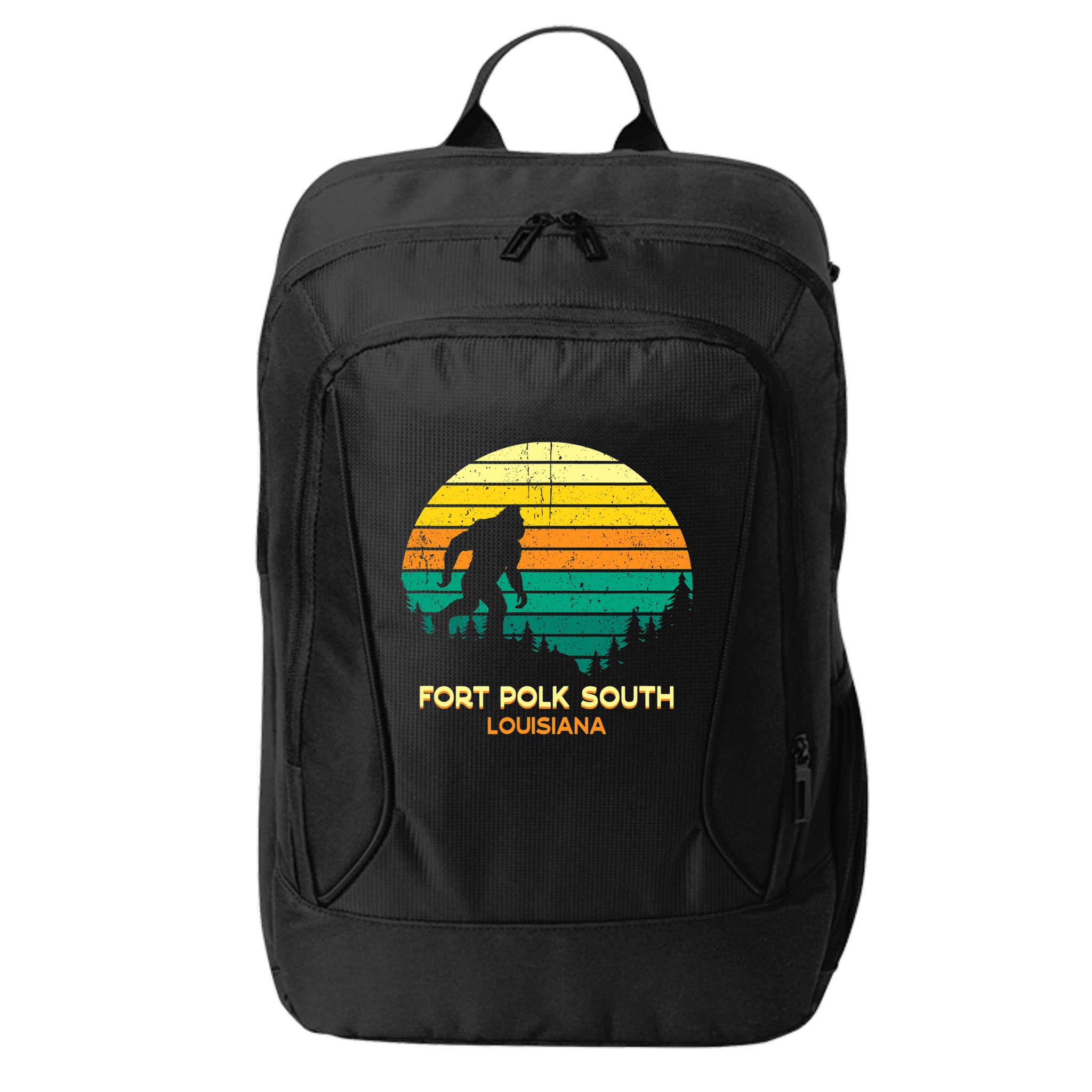 Retro Bayou Fort Polk South Louisiana Bigfoot Souvenir City Backpack