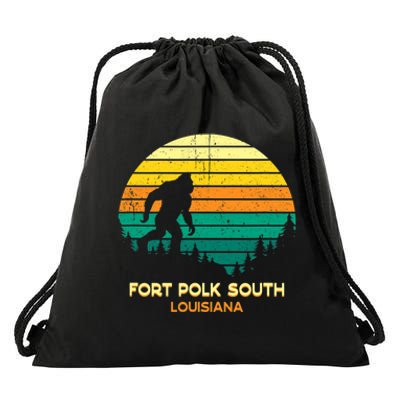 Retro Bayou Fort Polk South Louisiana Bigfoot Souvenir Drawstring Bag