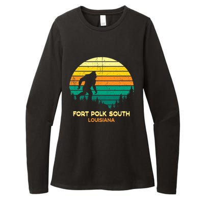 Retro Bayou Fort Polk South Louisiana Bigfoot Souvenir Womens CVC Long Sleeve Shirt