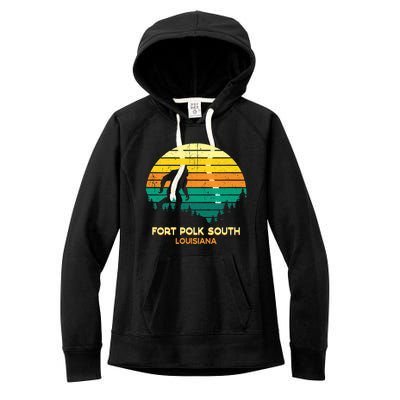 Retro Bayou Fort Polk South Louisiana Bigfoot Souvenir Women's Fleece Hoodie