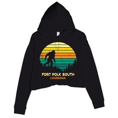 Retro Bayou Fort Polk South Louisiana Bigfoot Souvenir Crop Fleece Hoodie