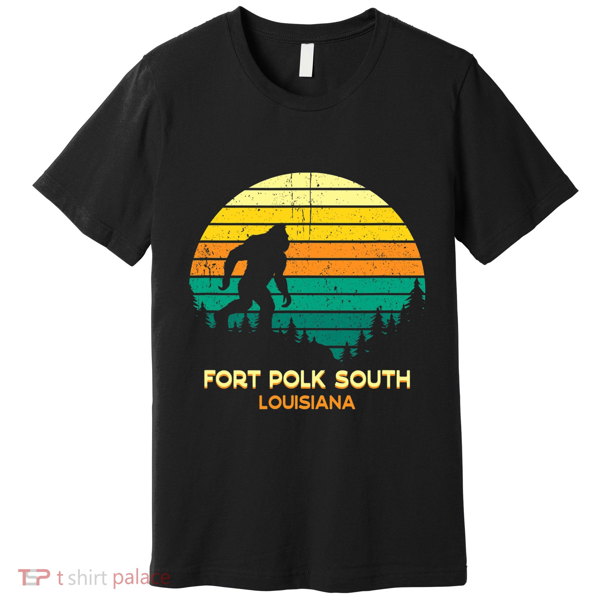 Retro Bayou Fort Polk South Louisiana Bigfoot Souvenir Premium T-Shirt