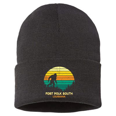Retro Bayou Fort Polk South Louisiana Bigfoot Souvenir Sustainable Knit Beanie