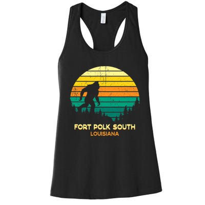 Retro Bayou Fort Polk South Louisiana Bigfoot Souvenir Women's Racerback Tank