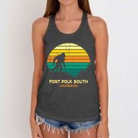 Retro Bayou Fort Polk South Louisiana Bigfoot Souvenir Women's Knotted Racerback Tank