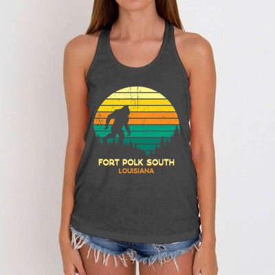 Retro Bayou Fort Polk South Louisiana Bigfoot Souvenir Women's Knotted Racerback Tank