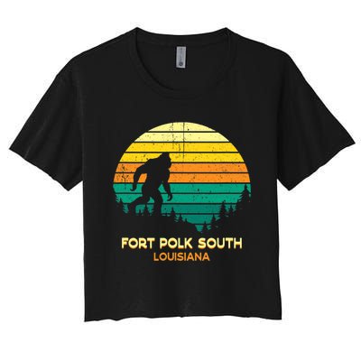 Retro Bayou Fort Polk South Louisiana Bigfoot Souvenir Women's Crop Top Tee