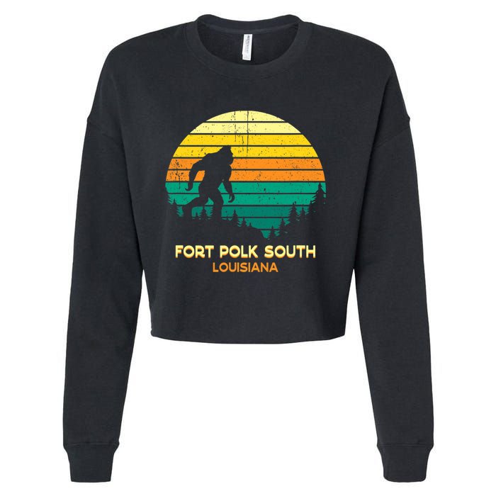 Retro Bayou Fort Polk South Louisiana Bigfoot Souvenir Cropped Pullover Crew