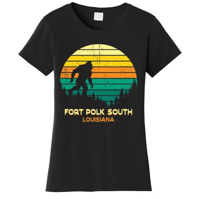 Retro Bayou Fort Polk South Louisiana Bigfoot Souvenir Women's T-Shirt