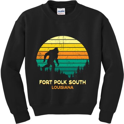 Retro Bayou Fort Polk South Louisiana Bigfoot Souvenir Kids Sweatshirt