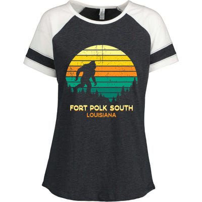 Retro Bayou Fort Polk South Louisiana Bigfoot Souvenir Enza Ladies Jersey Colorblock Tee