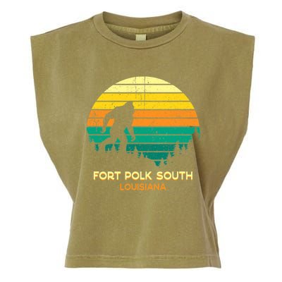 Retro Bayou Fort Polk South Louisiana Bigfoot Souvenir Garment-Dyed Women's Muscle Tee