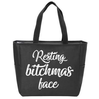 Resting Bitchmas Face Funny I Hate Christmas Meh Zip Tote Bag