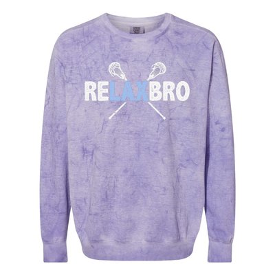 Relax Bro Funny Lacrosse Player Lax Lover Joke Colorblast Crewneck Sweatshirt