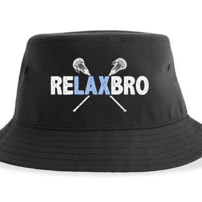 Relax Bro Funny Lacrosse Player Lax Lover Joke Sustainable Bucket Hat