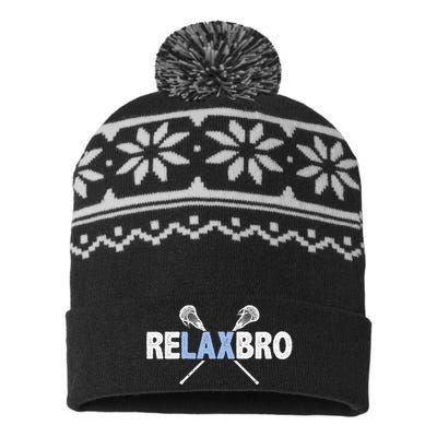 Relax Bro Funny Lacrosse Player Lax Lover Joke USA-Made Snowflake Beanie