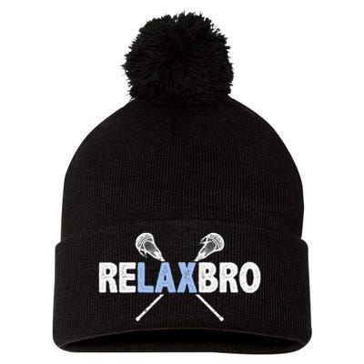 Relax Bro Funny Lacrosse Player Lax Lover Joke Pom Pom 12in Knit Beanie