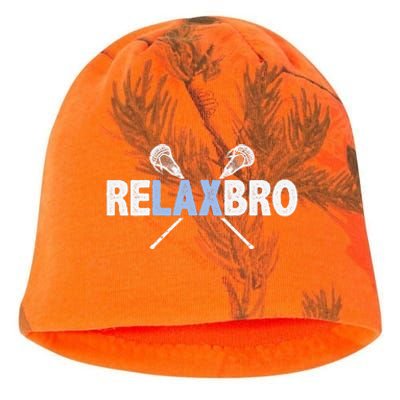 Relax Bro Funny Lacrosse Player Lax Lover Joke Kati - Camo Knit Beanie