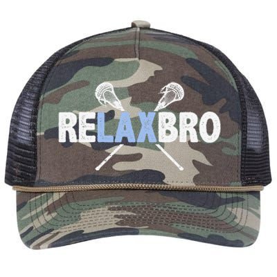 Relax Bro Funny Lacrosse Player Lax Lover Joke Retro Rope Trucker Hat Cap