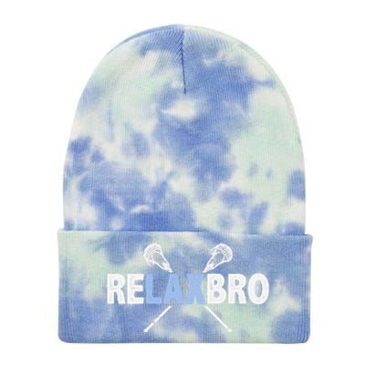 Relax Bro Funny Lacrosse Player Lax Lover Joke Tie Dye 12in Knit Beanie