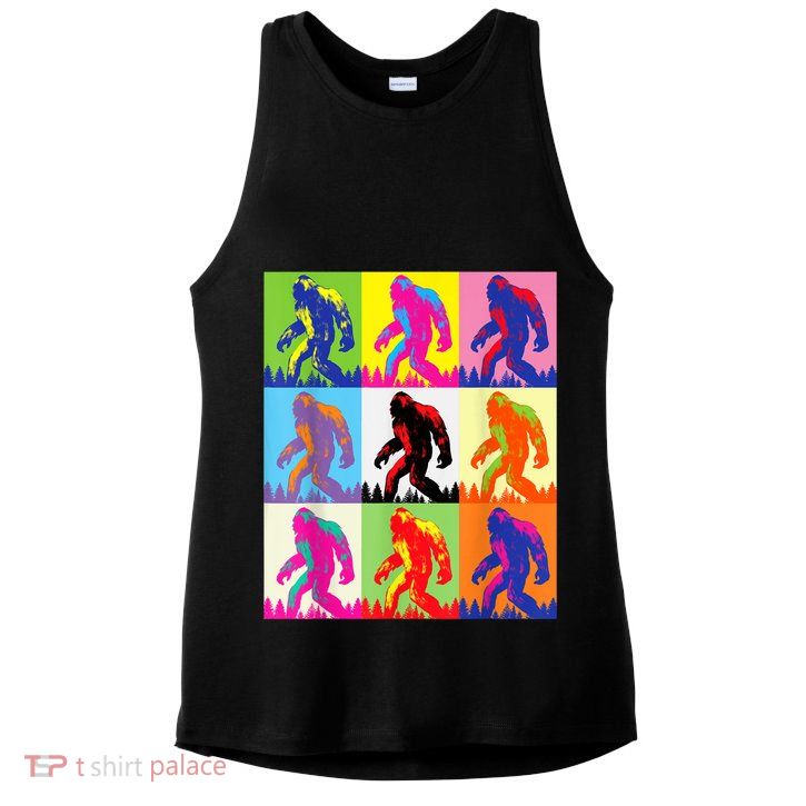 Retro Bigfoot , Funny Pop Art Bigfoot Ladies PosiCharge Tri-Blend Wicking Tank