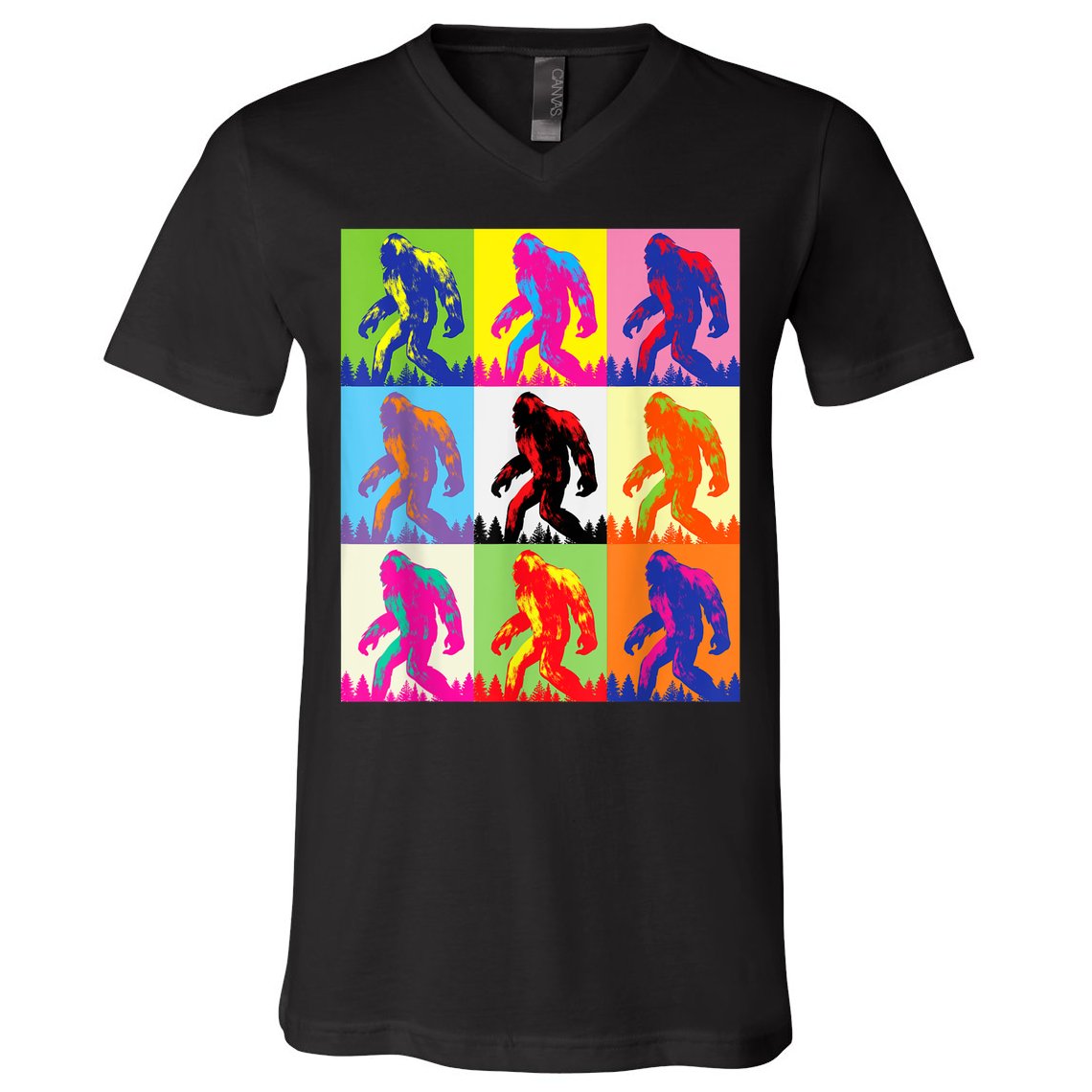 Retro Bigfoot , Funny Pop Art Bigfoot V-Neck T-Shirt