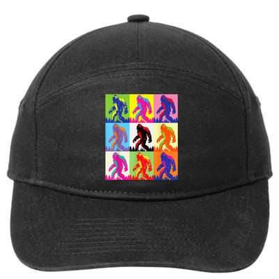 Retro Bigfoot , Funny Pop Art Bigfoot 7-Panel Snapback Hat