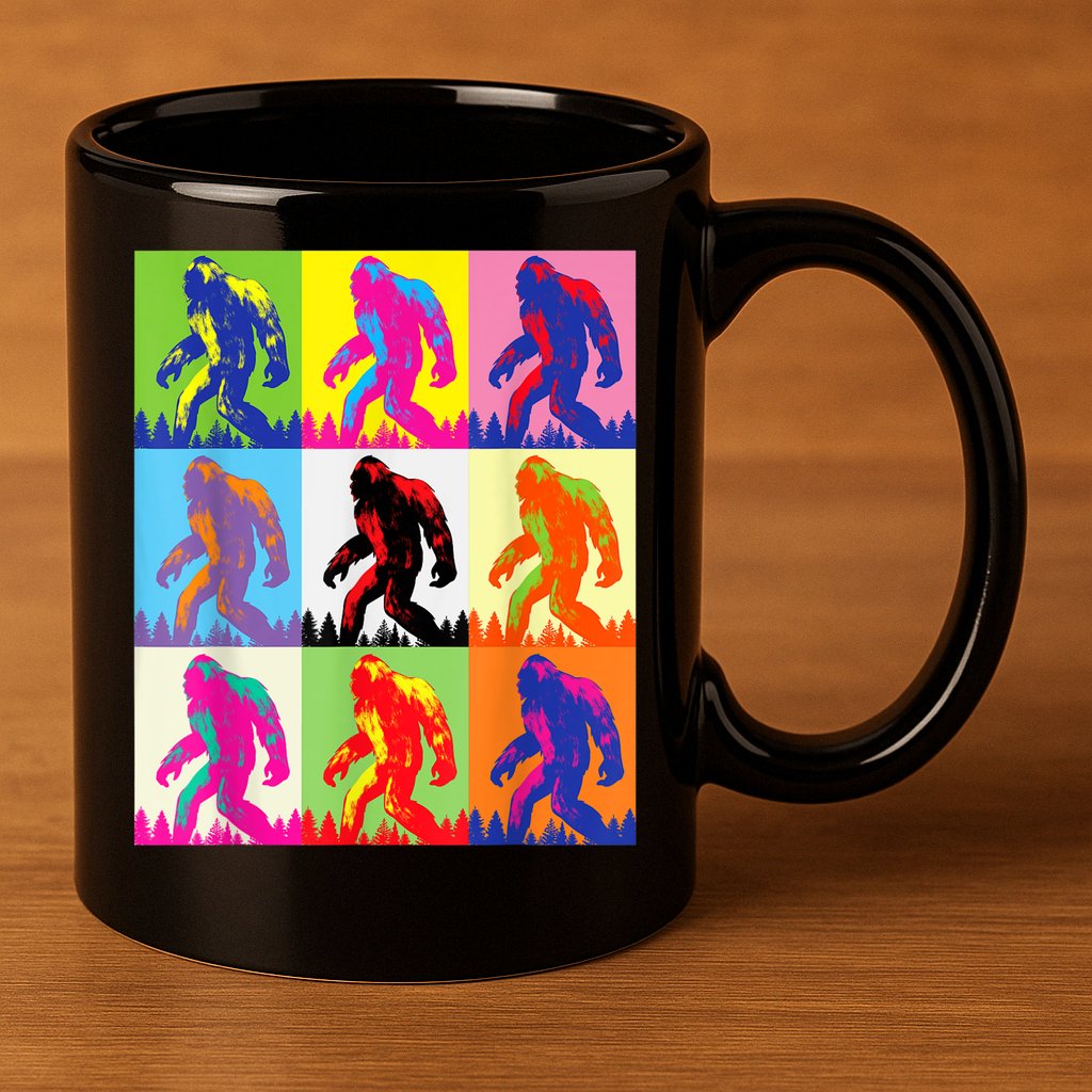 Retro Bigfoot , Funny Pop Art Bigfoot 11oz C Handle Ceramic Mug