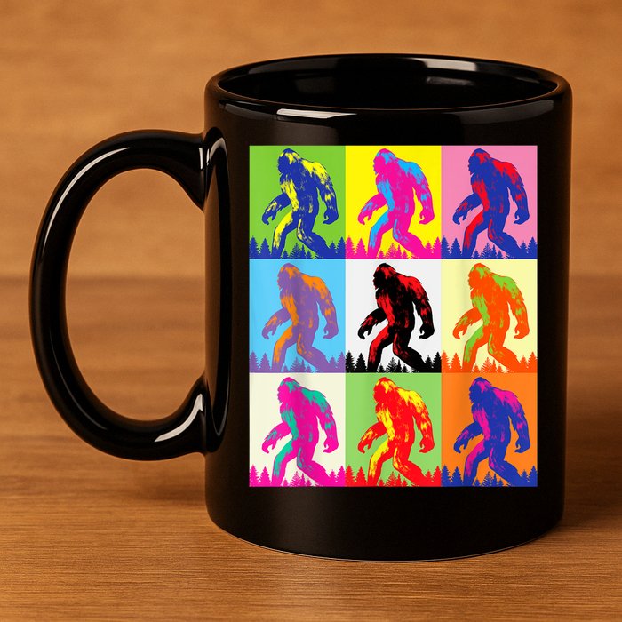 Retro Bigfoot , Funny Pop Art Bigfoot 11oz C Handle Ceramic Mug