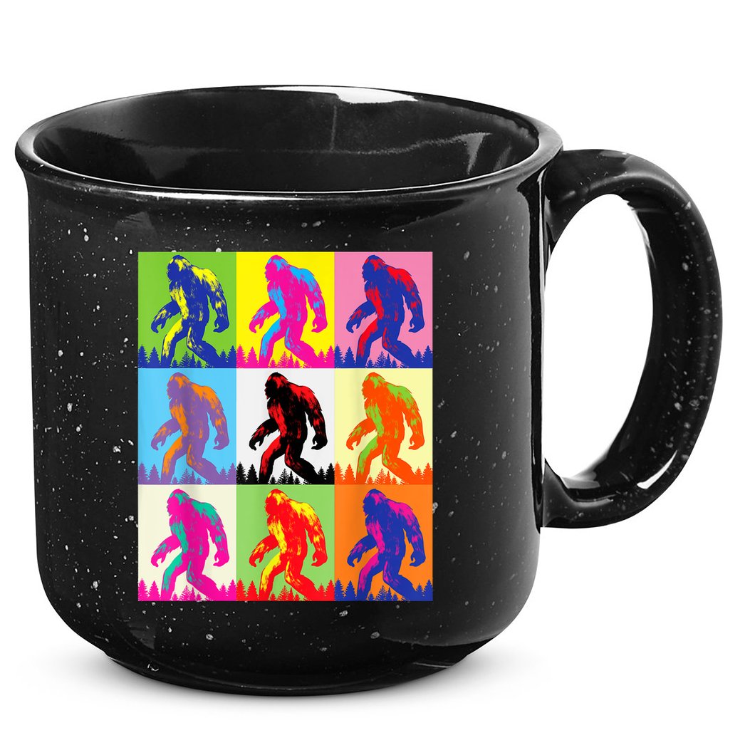 Retro Bigfoot , Funny Pop Art Bigfoot 15oz Campfire Ceramic Mug
