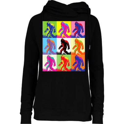 Retro Bigfoot , Funny Pop Art Bigfoot Womens Funnel Neck Pullover Hood