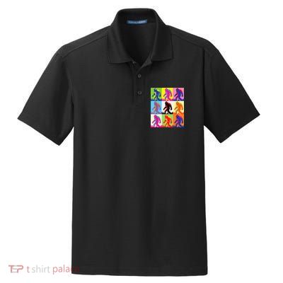 Retro Bigfoot , Funny Pop Art Bigfoot Dry Zone Grid Polo