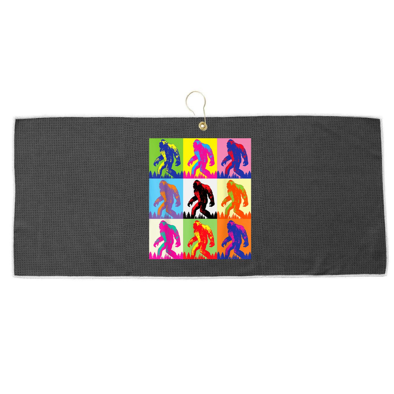 Retro Bigfoot , Funny Pop Art Bigfoot Large Microfiber Waffle Golf Towel