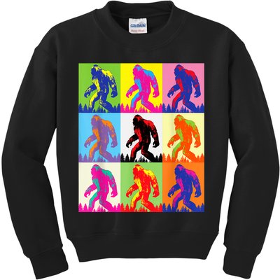 Retro Bigfoot , Funny Pop Art Bigfoot Kids Sweatshirt