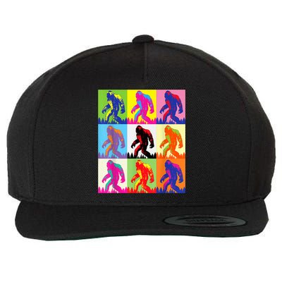 Retro Bigfoot , Funny Pop Art Bigfoot Wool Snapback Cap