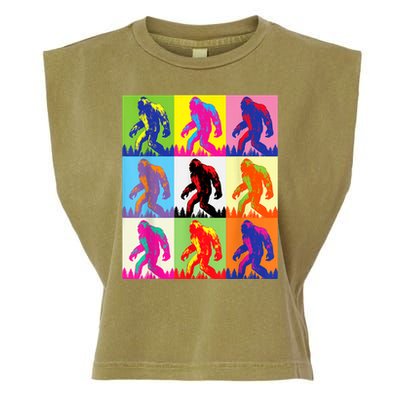 Retro Bigfoot , Funny Pop Art Bigfoot Garment-Dyed Women's Muscle Tee