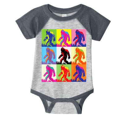 Retro Bigfoot , Funny Pop Art Bigfoot Infant Baby Jersey Bodysuit