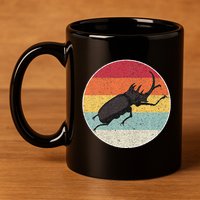 Rhinoceros Beetle Fighting Beetle Kabutomushi 11oz C Handle Ceramic Mug
