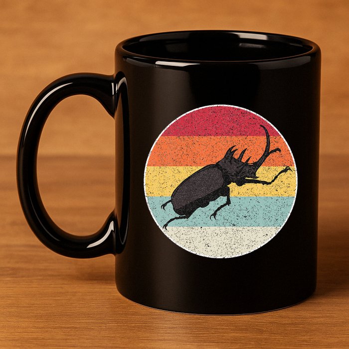 Rhinoceros Beetle Fighting Beetle Kabutomushi 11oz C Handle Ceramic Mug
