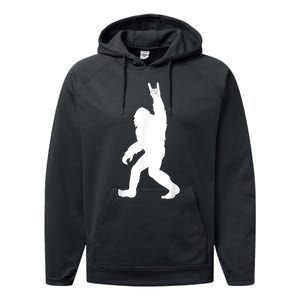 Retro Bigfoot , Funny Rock And Roll Bigfoot Performance Fleece Hoodie