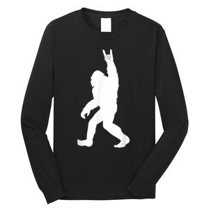 Retro Bigfoot , Funny Rock And Roll Bigfoot Long Sleeve Shirt