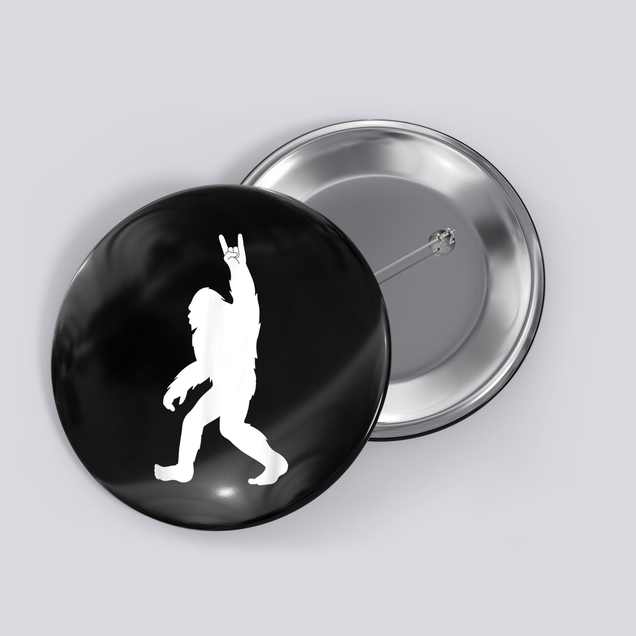 Retro Bigfoot , Funny Rock And Roll Bigfoot Button