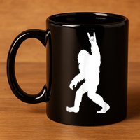 Retro Bigfoot , Funny Rock And Roll Bigfoot 11oz C Handle Ceramic Mug
