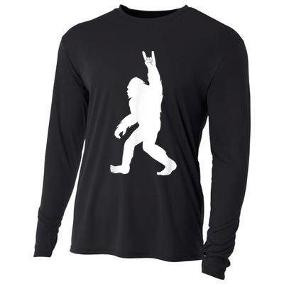 Retro Bigfoot , Funny Rock And Roll Bigfoot Cooling Performance Long Sleeve Crew
