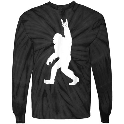 Retro Bigfoot , Funny Rock And Roll Bigfoot Tie-Dye Long Sleeve Shirt