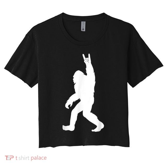 Retro Bigfoot , Funny Rock And Roll Bigfoot Crop Top