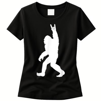 Retro Bigfoot , Funny Rock And Roll Bigfoot Womens T-Shirt