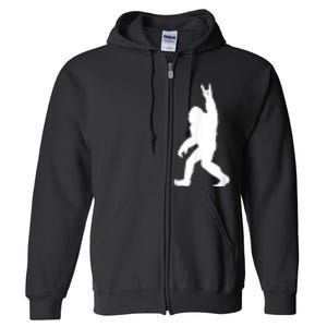 Retro Bigfoot , Funny Rock And Roll Bigfoot Full Zip Hoodie