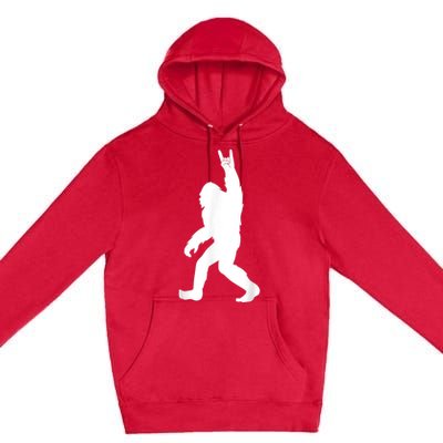 Retro Bigfoot , Funny Rock And Roll Bigfoot Premium Pullover Hoodie