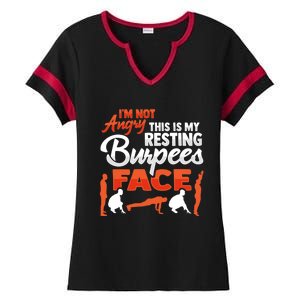 Resting Burpees Face Design Erobic Workout Meaningful Gift Ladies Halftime Notch Neck Tee